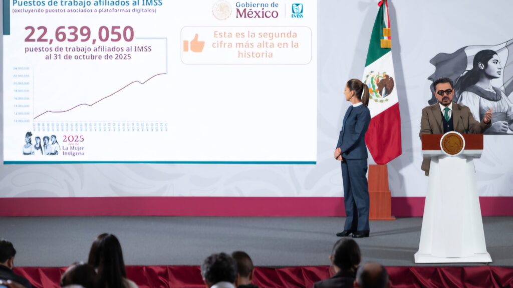 Empleo afiliado al IMSS registra cifra récord con 22 millones 639 mil 50 puestos de trabajo al 31 de octubre